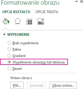 Okienko Formatowanie obrazu z wybranym wypełnieniem obrazem lub teksturą