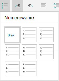 Opcje numerowania