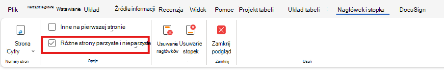 H&F Różne strony parzyste i nieparzyste