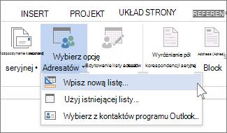Polecenie Wpisz nową listę
