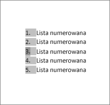 Zaznaczone numery