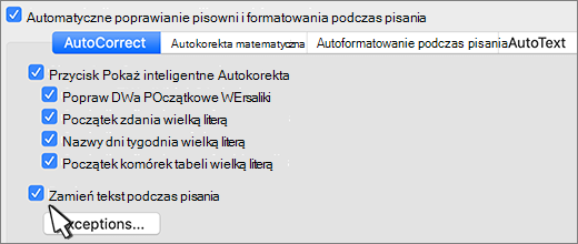 Word dla komputerów mac zamień tekst podczas pisania.