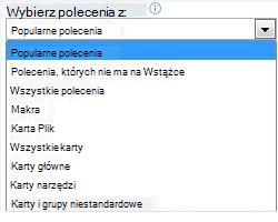 Lista Wybierz polecenia z