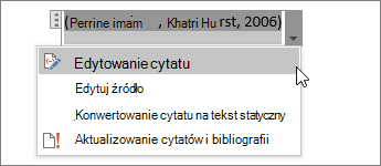 Wybierz pozycję Opcje cytatu, a następnie Edytuj cytat