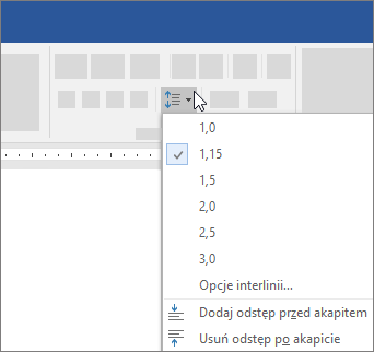 Opcje zmieniania interlinii w programie Word