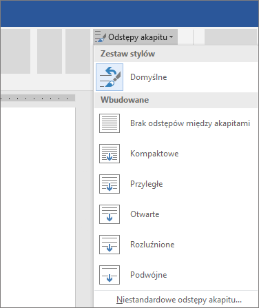 Opcje zmieniania odstępów między akapitami w programie Word