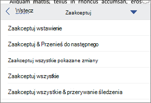 Akceptowanie prześledzonych zmian