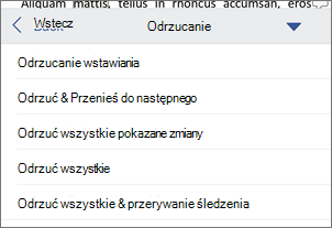 Odrzucanie prześledzonych zmian