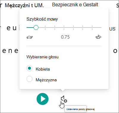 Ustawienia głosu w czytniku immersyjnym