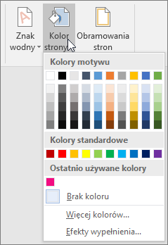 Wyświetlone opcje Kolor strony