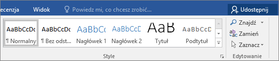 Galeria Style znajduje się na karcie Narzędzia główne