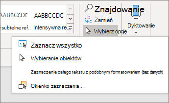 Wybierz opcje w menu Narzędzia główne