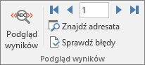 Grupa Podgląd wyników w programie Word na karcie Korespondencja.