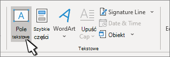 Przycisk Wstaw pole tekstowe