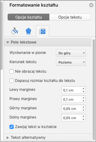 Zrzut ekranu przedstawiający okienko Formatowanie