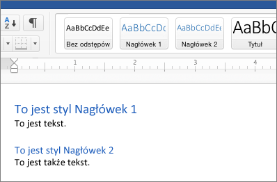Przykłady stylów Nagłówek 1 i Nagłówek 2 w dokumencie