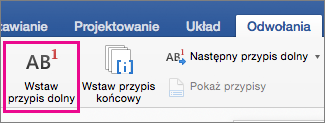 Na karcie Odwołania wyróżniony jest przycisk Przypis dolny