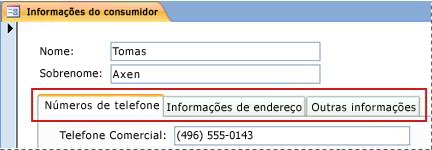 Um formulário que contém um controle guia