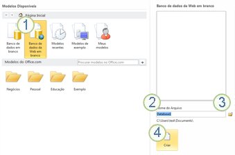 Os recursos da guia Novo no modo de exibição Backstage