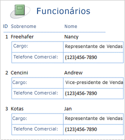 Relatório Funcionários com layout misto
