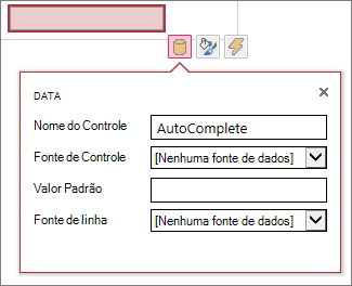 Caixa de propriedades para um controle de caixa de preenchimento automático