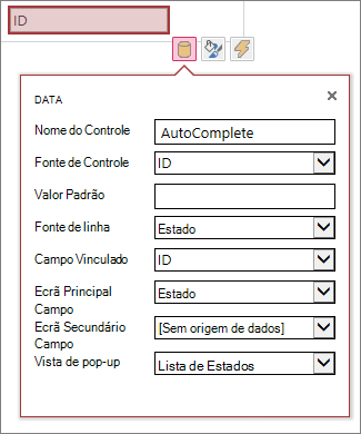 Todas as propriedades disponíveis na caixa de propriedades