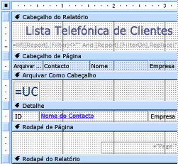 Relatório no modo Design