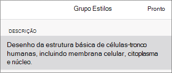 Caixa de diálogo Texto alternativo para imagens no OneNote para iOS.