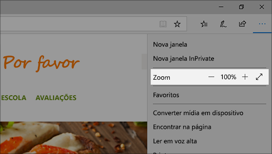 A Lupa amplia partes da tela para facilitar a visualização.