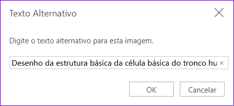 Caixa de diálogo de texto alternativa para OneNote para a Web