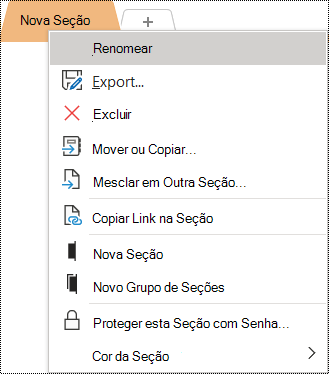 Captura de tela do menu de contexto com a opção Renomear selecionada.