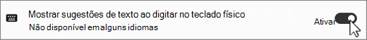 Win11 Mostrar texto sugere para captura de tela de teclado físico.