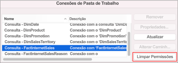 Removendo credenciais salvas para uma conexão de dados no Mac