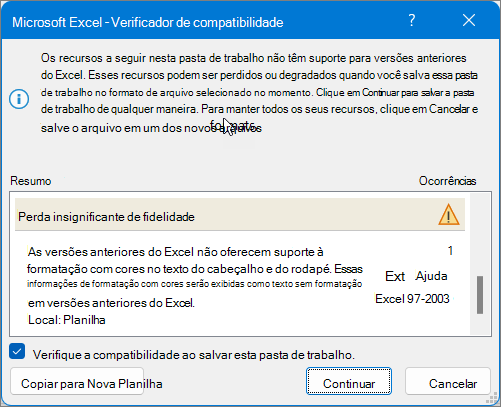 Utilizar a Correção para resolver problemas de compatibilidade
