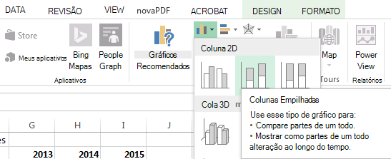 Comece selecionando Coluna Empilhada.