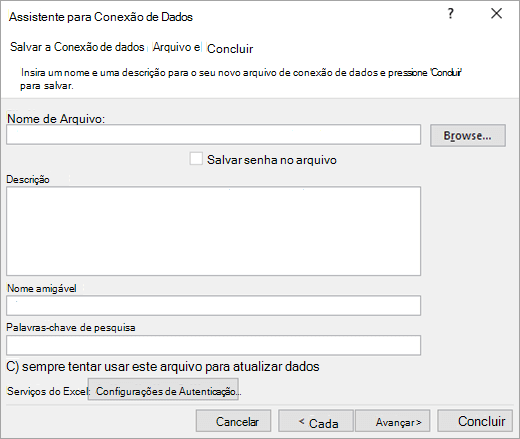 Ecrã 3 do Assistente de Ligação de Dados