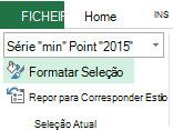 A opção Formatar Seleção está na guia Formatar.