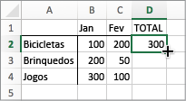 Cursor em uma alça de preenchimento