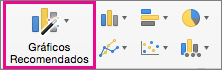 Comando da Faixa de Opções de Gráficos Recomendados do Excel para Mac
