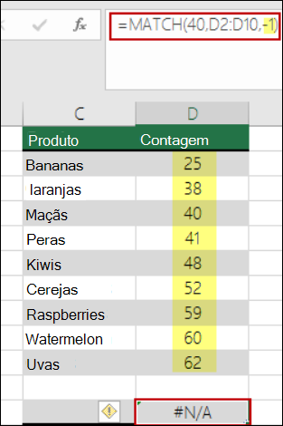 função de correspondência do Excel