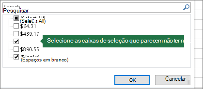 Uma caixa de verificação sem nome selecionada