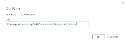 > Power Query da caixa de diálogo URL de Entrada Na Web >
