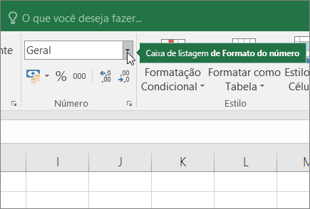 Caixa de listagem Formato de Número