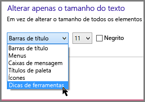 Configurações de formato de dicas de ferramenta do Windows 8