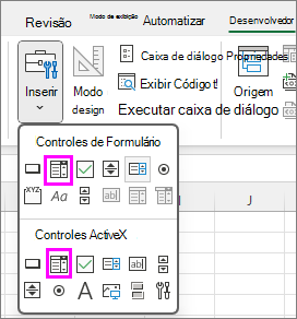 Inserir caixa de combinação
