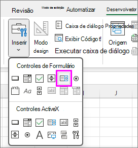 o botão Caixa de Listagem (Controle de Formulário)