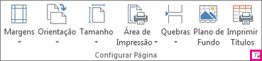 Iniciador de caixa de diálogo no grupo Configurar Página