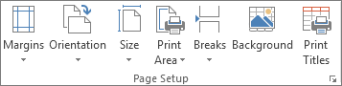Grupo Configuração de Página na guia Layout da Página