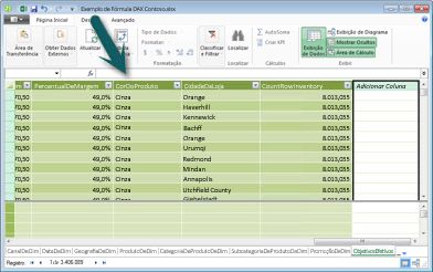 Barra de fórmulas do PowerPivot