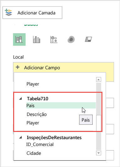 Adicionar Local no Painel de Camadas